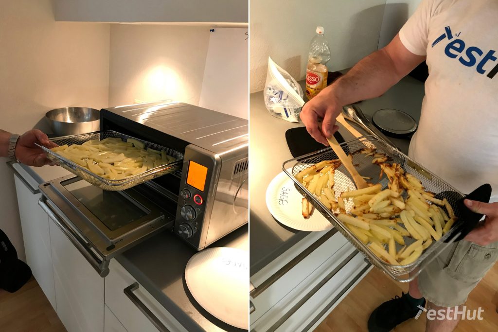 Prova di uniformità delle patatine fritte tagliate a mano con friggitrice ad aria Testhut