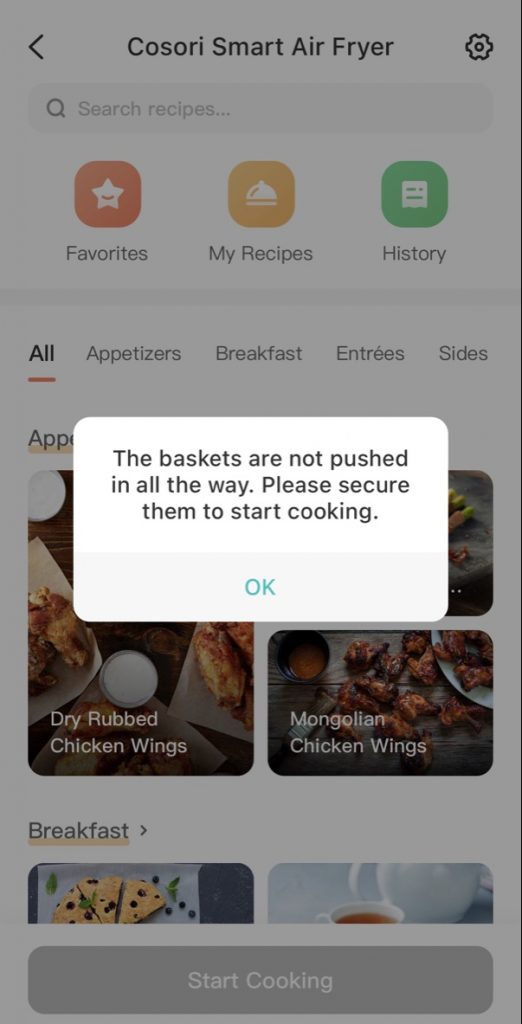 Air Fryer Cosori app screenshot